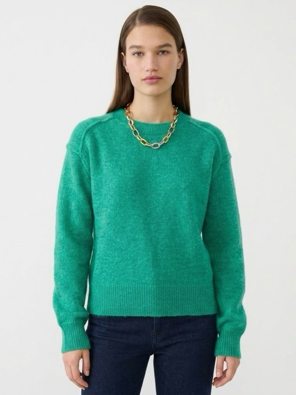 NWT J.Crew Relaxed Pullover Alpaca Blend Sweater Kelly Green Size Medium